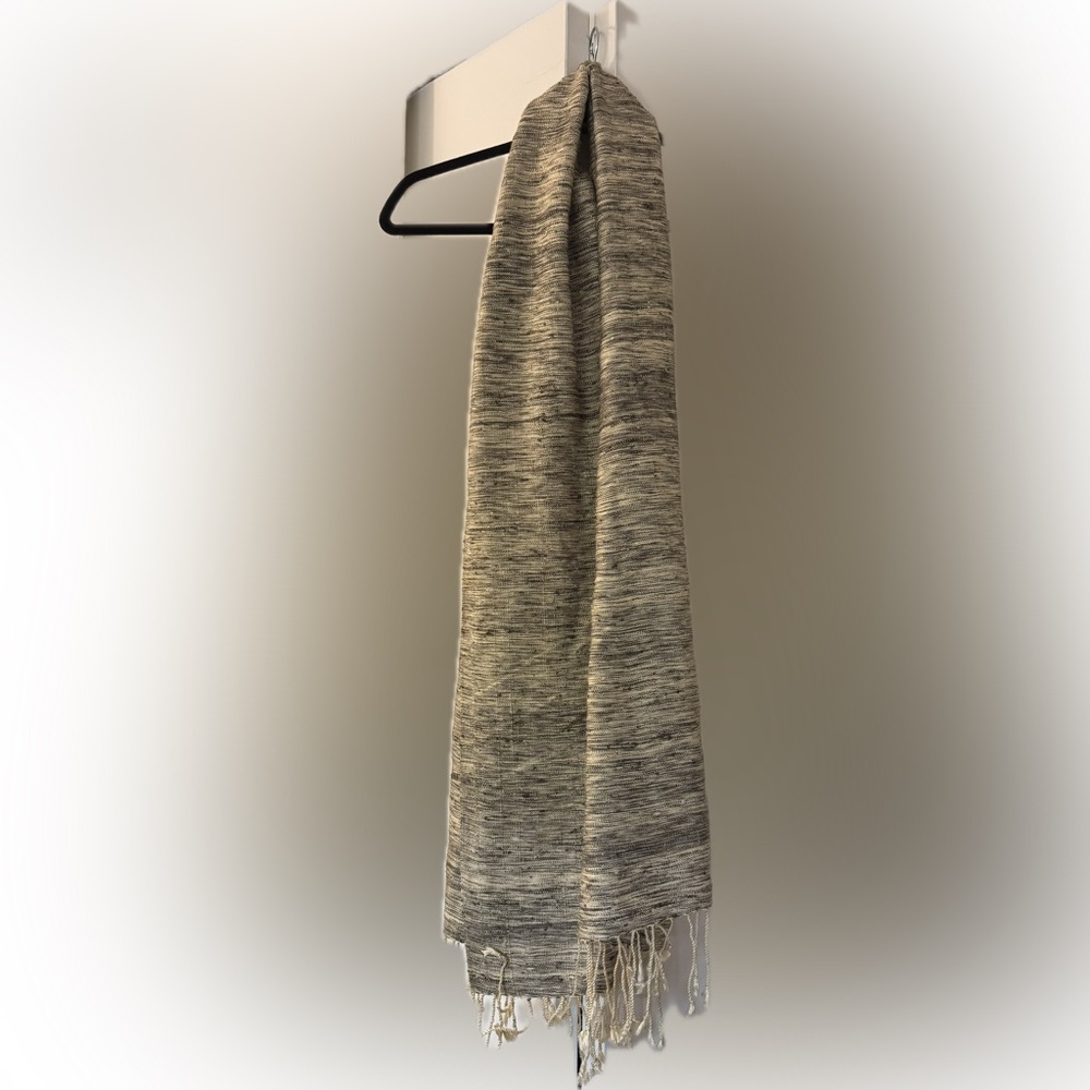 Artisans Angkor Yellow and Brown Ruched 100% handmade Silk  Maxi Scarf
